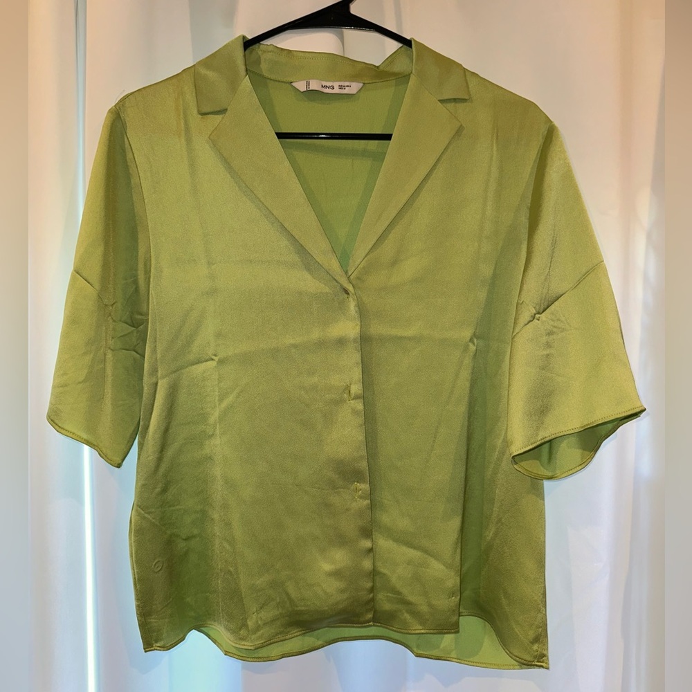 Green Short Sleeve Button Down Shirt